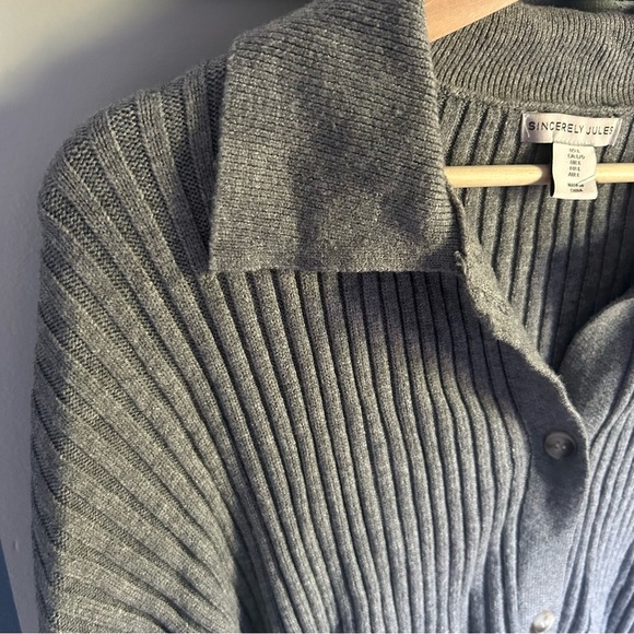 Sincerely Jules Womens Gray Long Sleeve front Buttons Cardigan Size L - Picture 2 of 5
